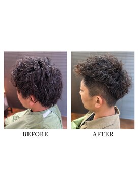 ヘアーメイク クーラ 行橋店(Hair make CURA) 20代30代30代メンズフェザーマッシュ束感パーマ好感度ブラウン