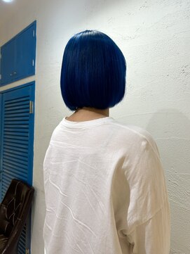 アジールヘア 池袋東口店(agir hair) 20代30代ダブルカラーブリーチイルミナネイビーブルー透明感池袋