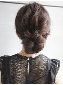 結婚式二次会編みおろし編み込みお呼ばれヘアセットドレスヘア