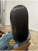 うる艶ダークブラウンカラー×ミディアムヘア【カミケン黒岩店】