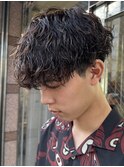 京都メンズマッシュ波巻きパーマツイスパメンズパーマ刈り上げ