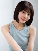 5くびれヘアプリコットオレンジハイライトカラーボブパーマ小顔