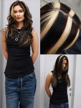 ヴァーディ オモテサンドウ(Vardy omotesando) design/ブロックカラー デザインカラー ブロンド 赤