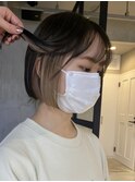 タッセルボブパッツン切りっぱなしボブインナーカラーブリーチ