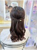 結婚式 二次会 お呼ばれ ハーフアップ×アクセサリー付アレンジ