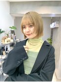 ボブウルフ/ベージュ/切りっぱなしボブ/顎ラインボブ