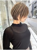 大人ハイライト/白髪ぼかしハイライト/大人美顔ショート