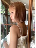 切りっぱなしボブ/ショートボブ/似合わボブ/柔らかベージュ/柏