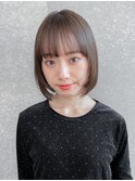 ブリーチなし/髪質改善/大人ガーリー/グレーブラウン/ボブ/川崎