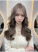 ホワイトグレージュミニウルフチェリーブラウンデジタルパーマ