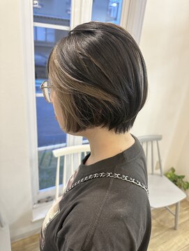 ジュエ ヘアー デザイン(Jue hair design) フェイスフレーミング/ショートボブ/グレー×グレーベージュ