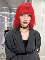 キオク(KIOX) 落ちる赤/レイヤーカット/ハイトーンカラー/ブリーチカラー