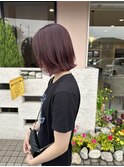 【ブリーチ無しWカラー】レイヤーボブ×ボルドーピンクカラー