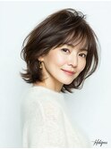 40代くびれボブ×白髪ぼかしハイライト