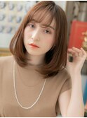 朝ラク斜めバング小顔ミディアムワンカールa20代30代40代