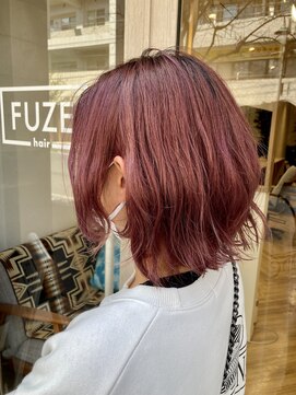 フューズ ヘア(FUZE hair) ☆切りっぱなしボブ×艶感ピンクベージュ☆