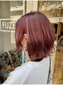 ☆切りっぱなしボブ×艶感ピンクベージュ☆