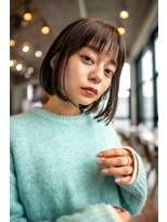 ケアリー 武蔵小杉(Carelly)&nbsp;ボブカーキグレージュ大人かわいいフェザーバングマッシュ