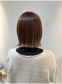切りっぱなしボブインナーカラーブラウンベージュ赤羽美容院