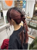ホワイトグレージュチェリーブラウン天使の羽バング