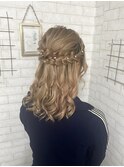 編み込みハーフアップ