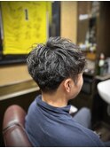 スパイラルパーマ　ショートマッシュ　新潟　床屋　黒髪