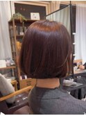 美髪大人ボブ内巻きボブまとまるボブ艶バーガンディーピンク