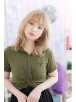 ミック 日暮里店(miq)&nbsp;ハイトーンカラー★外国人風フリンジウェーブa