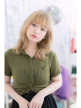 ミック 日暮里店(miq) ハイトーンカラー★外国人風フリンジウェーブa