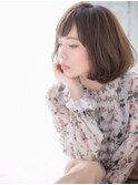 厚めバングで大人かわいいカジュアルボブf小山20代30代40代