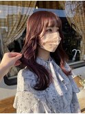 ケアブリーチピンクブラウンカラー顔周りレイヤーカット韓国ヘア