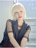 ぱっつん前髪/マッシュウルフ/ハイトーンカラー/新百合ヶ丘