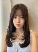 美髪レイヤーカット/顔まわりレイヤー/くびれミディアムレイヤー