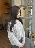 顔まわりレイヤーロングヘア