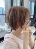クールショート/ピンクベージュ/前髪/イメチェン