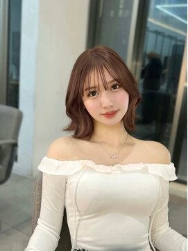 ヌイ 横浜(nui) イメチェン前髪ピンクベージュクールショート