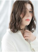 オリーブベージュこなれ髪質改善ウェーブロブv古河20代30代40代