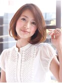 斜めバングの大人ナチュラルボブ♪