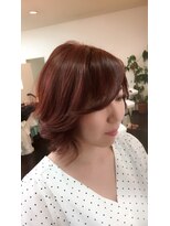 ティアレヘアーメイクス　太田店(Tiare hair makes) 赤系カラーで可愛らしさをプラス！外はねボブ