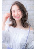 毛先パーマネオウルフ小顔外ハネボブアッシュブラウン