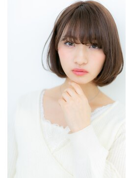 カバーヘア イヴ 戸頭店(COVER HAIR EVE) 耳かけが◎暖色系カラーのワンカールボブY戸頭10代20代30代