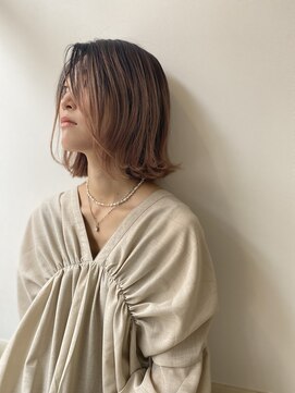 フォルテ(Forte) 【Forte】切りっぱなしボブ/オレンジベージュ/バレイヤージュ