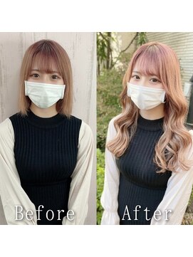 あるじゃんすー 心斎橋店 ピンク×ベージュ#シールエクステ#メッシュカラー#美髪#心斎橋