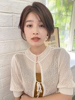大人ショート/ショートボブ/マチルダボブ/ピンクベージュ/卵型