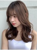 髪質改善カラー×韓国レイヤー×アプリコットベージュ