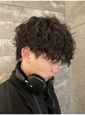 メンズマッシュウルフ波巻きスパイラルパーマメンズパーマ