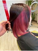 20代30代ソフトウルフ肩ラインダブルカラーピンクカラー