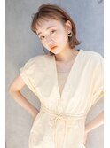 #くびれヘアアプリコットオレンジハイライトカラー