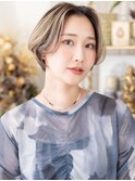 ブリーチカラーセンターパートボブショートa大宮20代30代40代