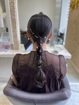 タイト編みおろし × 金箔アレンジ